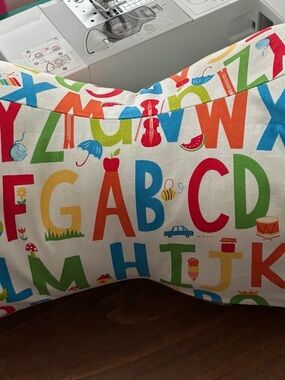 Kids Alphabet Print Pillow Cover -   pillow, Dogbone 3sided